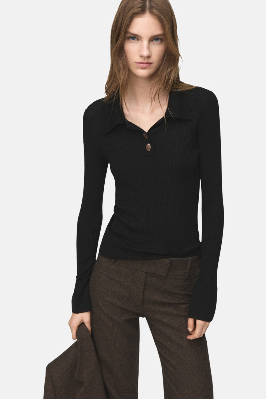 Pull à col rond - noir - MANGO - 1