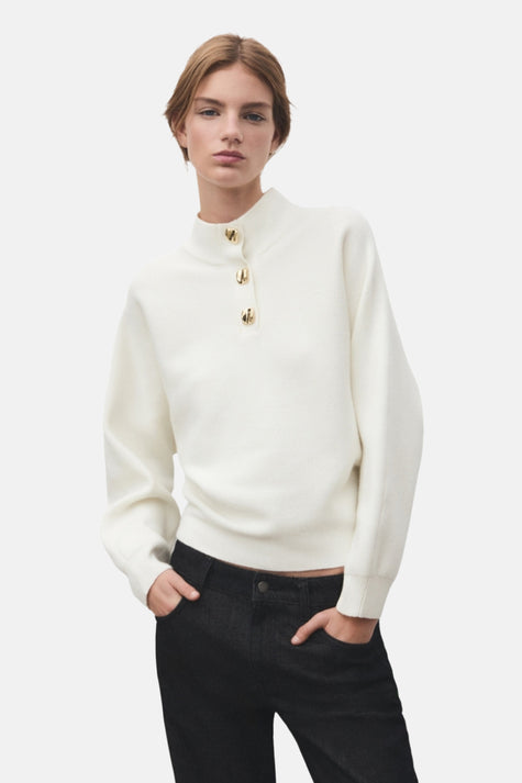Pull à col roulé - écru