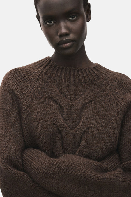 Pull à col rond - brun