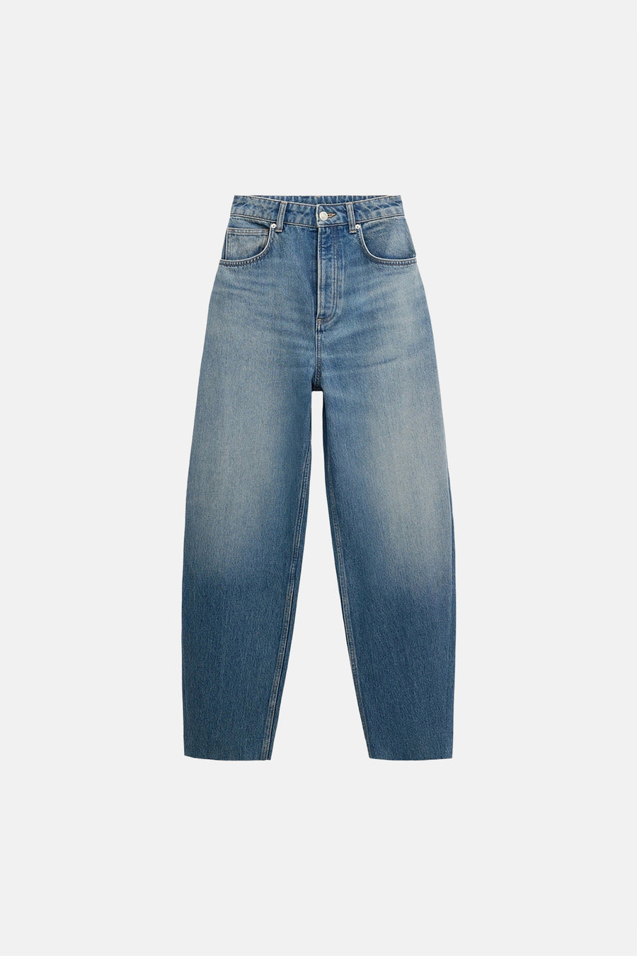 Jean en denim bleu coupe spéciale de MANGO, à jambes larges et effet délavé.