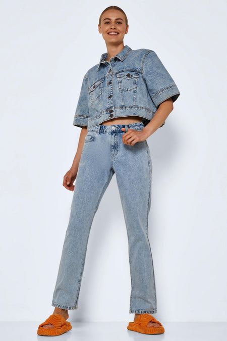 Jean &agrave; coupe droite - bleu