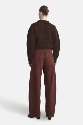 Bruine gekleurde jeans van MANGO, met wijde pijpen en achterzakken.