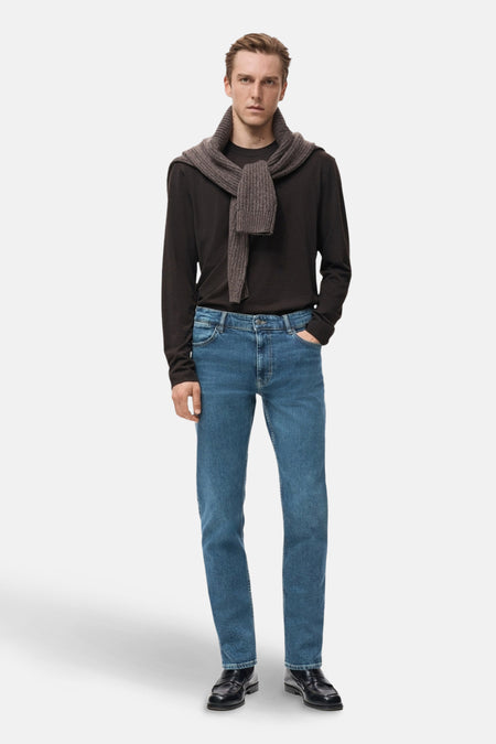 Jeans tapered dark blue denim - MANGO