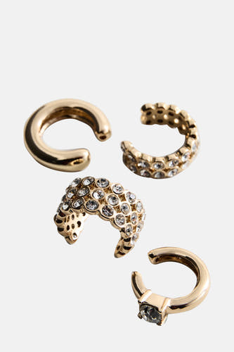 Boucles d'oreilles en or de MANGO, avec des strass et un fini lisse.