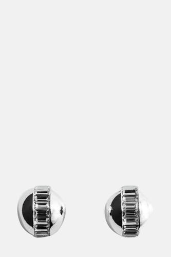 Boucles d'oreilles en argent de MANGO avec des pierres décoratives et une finition lisse et brillante.