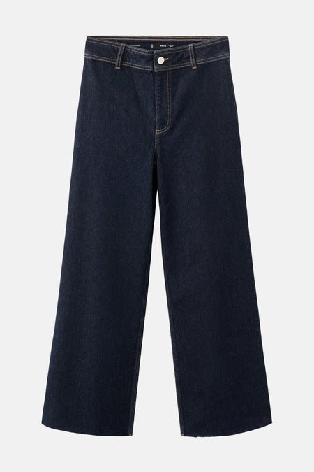 Jean bleu marine, large de MANGO, avec avecets ens et une fermeture à bouton.