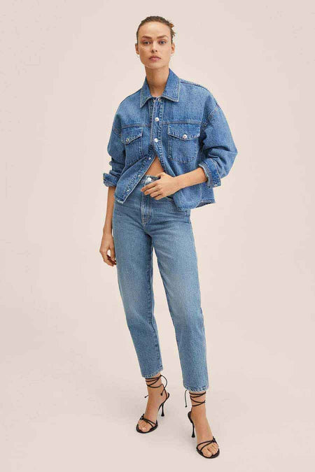 Mom Jeans Mid blue denim - Mango