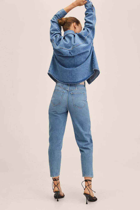 Mom Jeans Mid blue denim - Mango