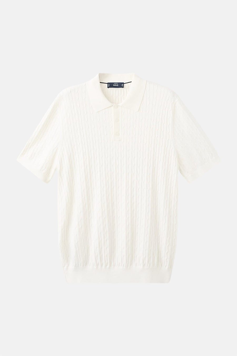 Polo blanche MANGO à motif torsadé et manches courtes.