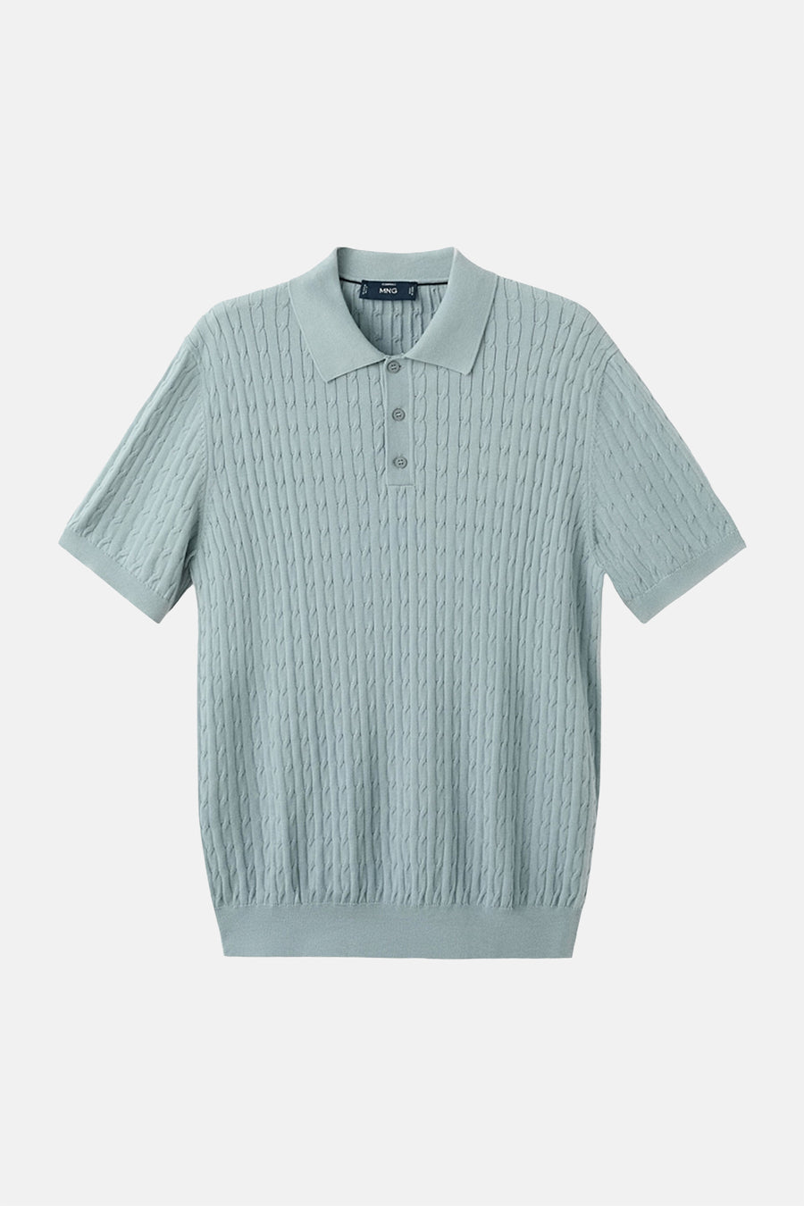 Polo bleue de MANGO, à manches courtes et avec un subtil motif torsadé en texture tricotée.