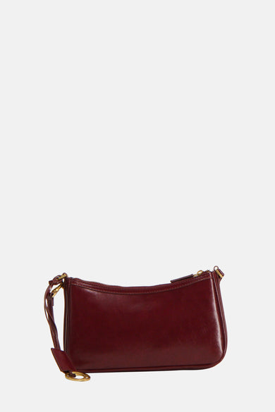 Bordeaux blouson de MANGO, avec fermeture éclair dorée et étiquette.