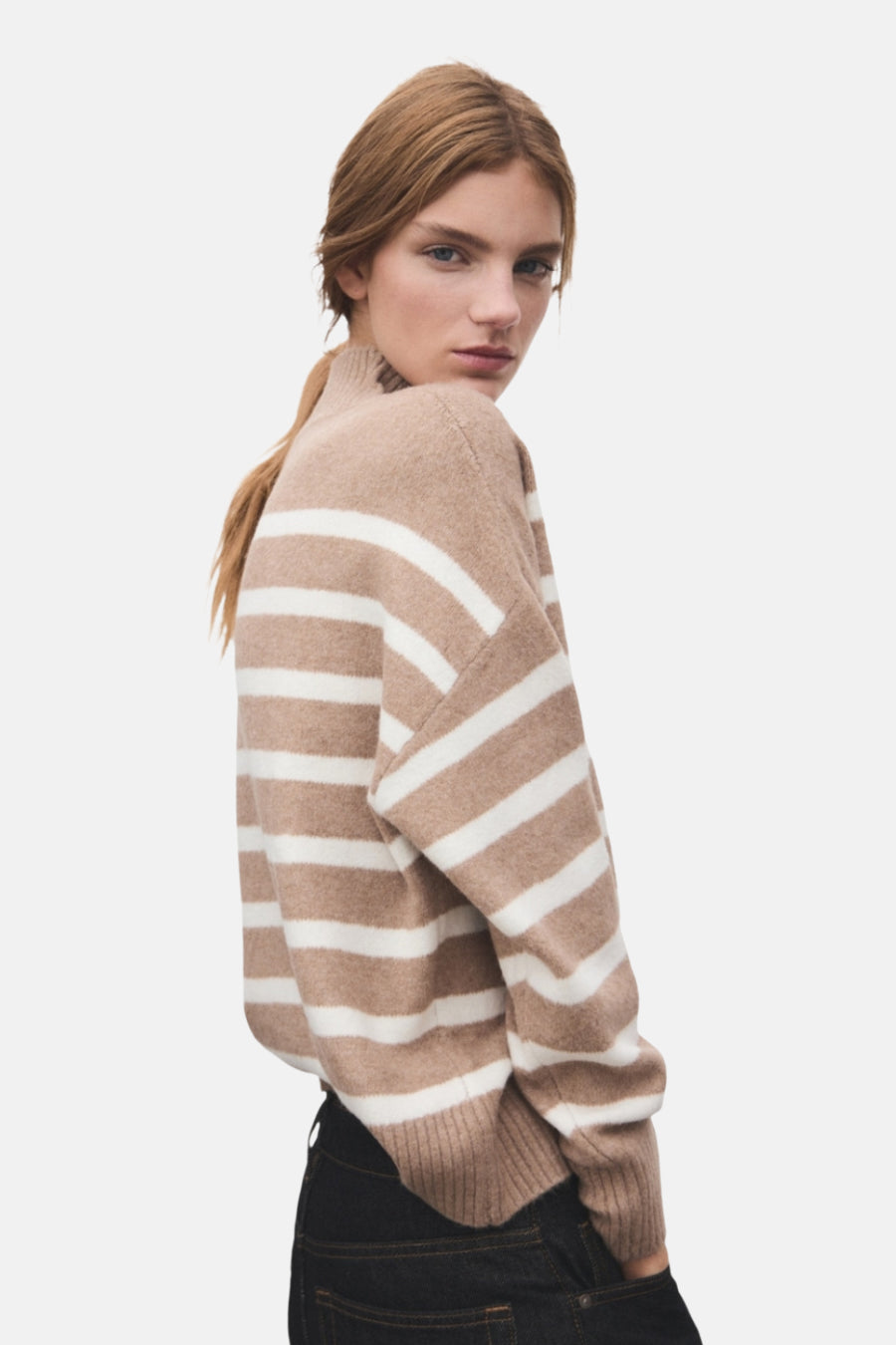 Pull à col rond - Beige - MANGO