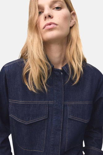 Chemise à manches longues - Dark blue denim - MANGO