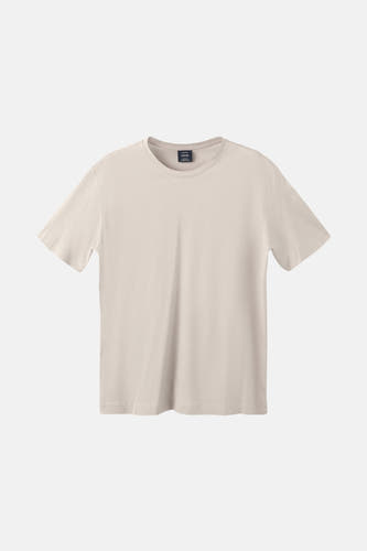 T-shirt beige à manches courtes de MANGO, couleur unie et col rond.