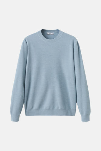 T-shirt bleu avec col rond de MANGO, d'une fine texture.