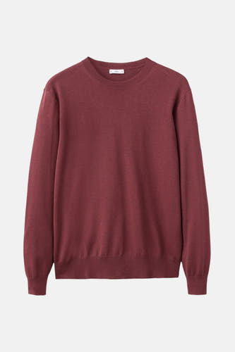 Sweat-shirt rouge avec col rond de MANGO, uni et à longues manches.