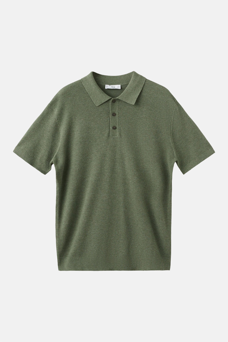 Polo verte MANGO à manches courtes et fermeture boutonnée.