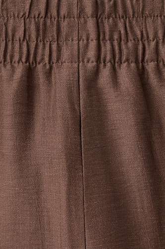 Bruine broek van MANGO met een geplooide elastische tailleband en verticale naad.