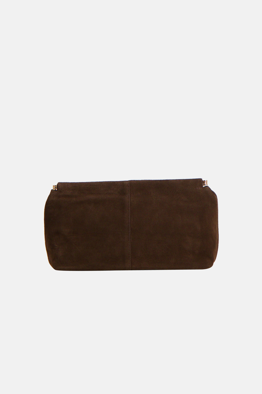 Sac à main marron de MANGO avec texture suède et fermeture métallique.