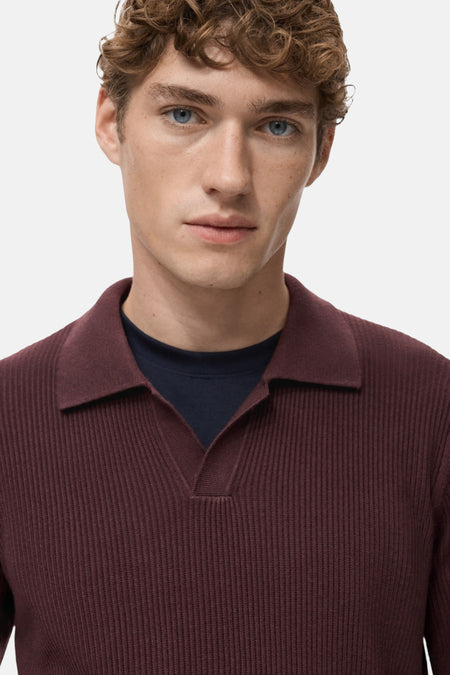 Pull à col en V - bordeaux