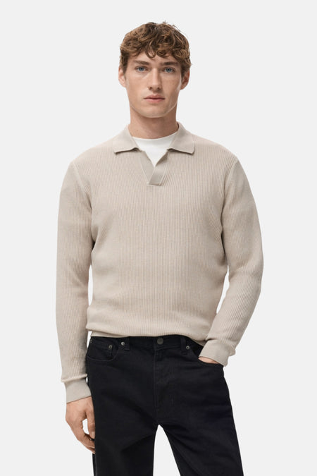 Pull à col en V - beige