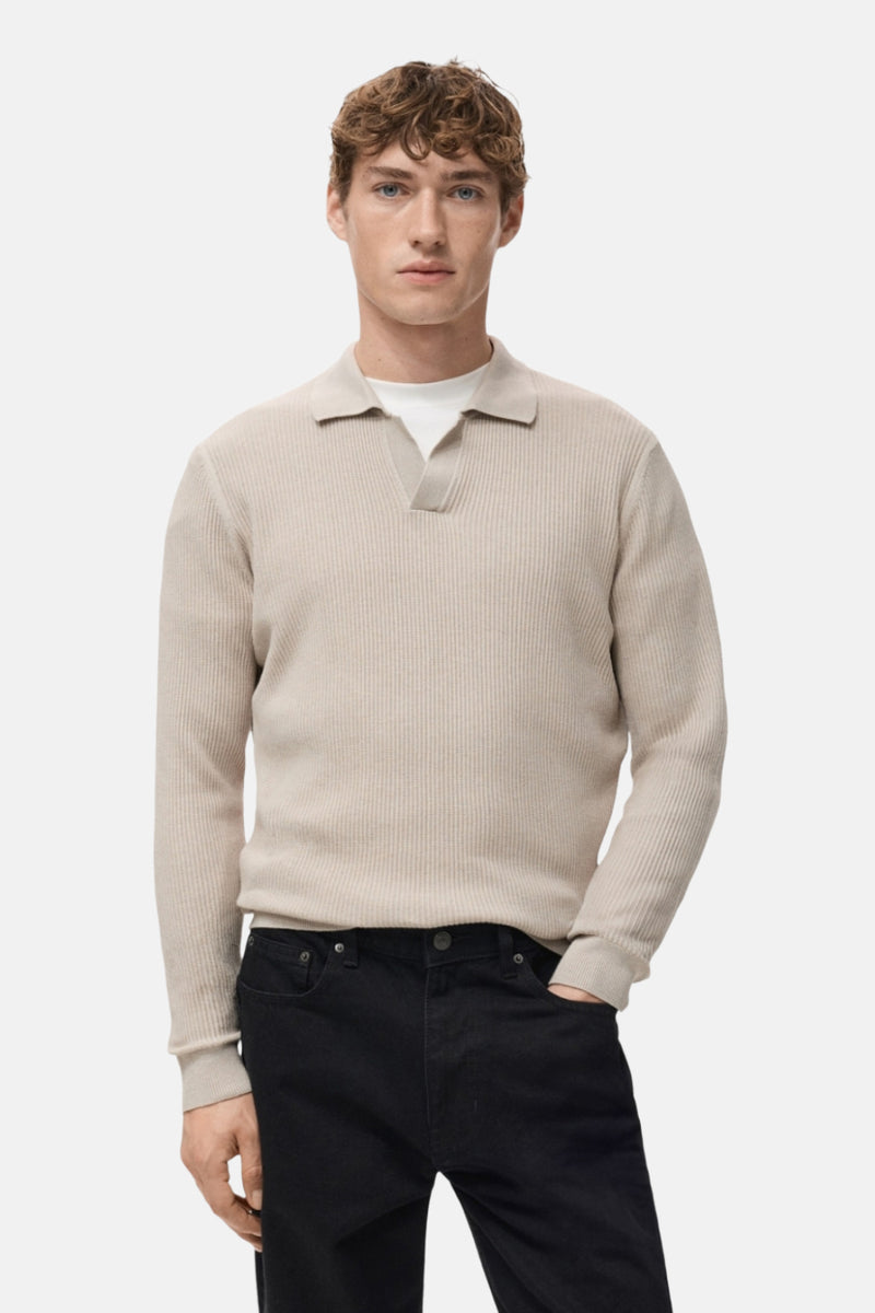 Pull à col en V - beige