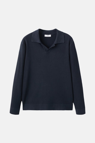 Pull à col en V - bleu - MANGO