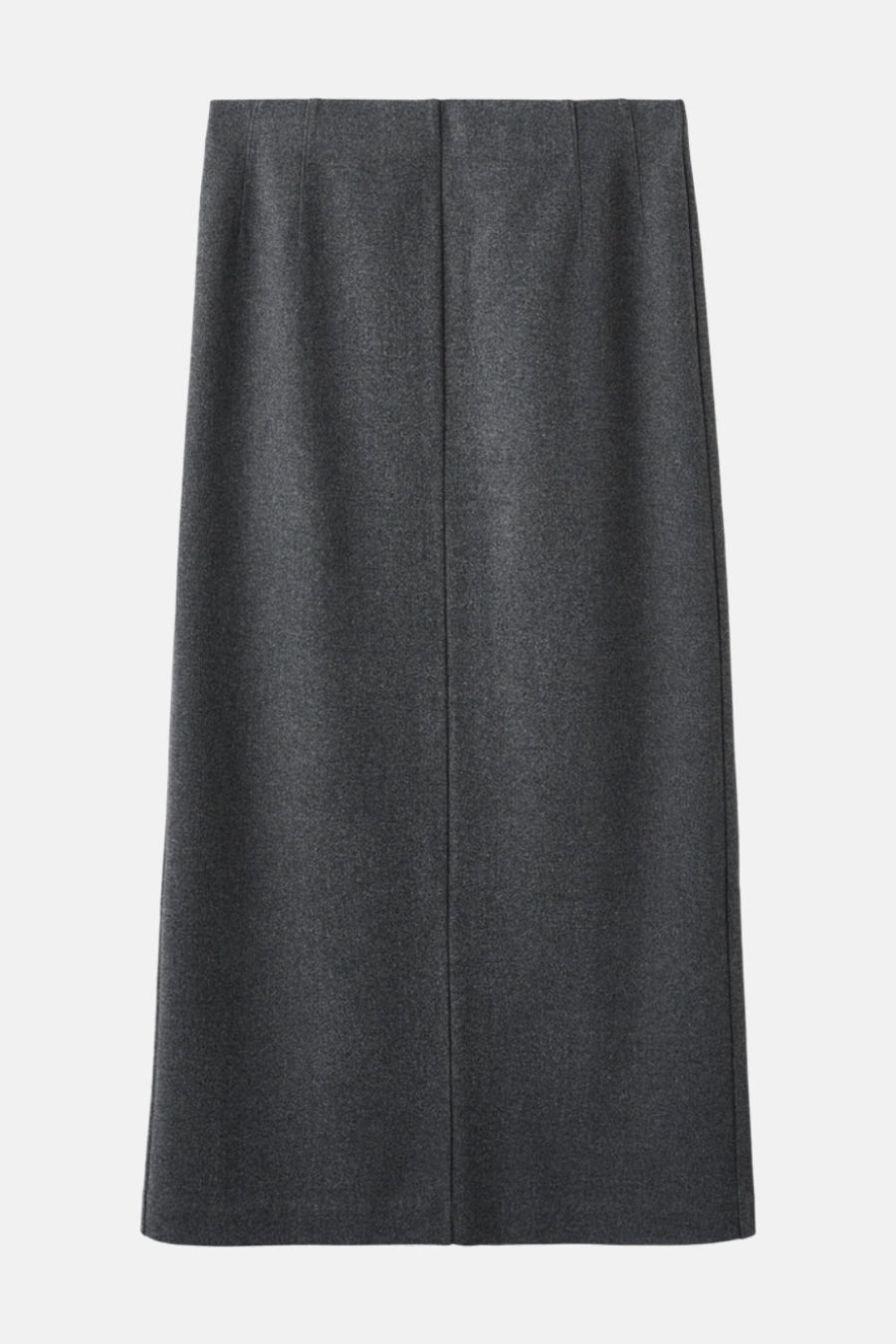 Longue jupe grise de MANGO, avec une subtile texture et une silhouette élégante.