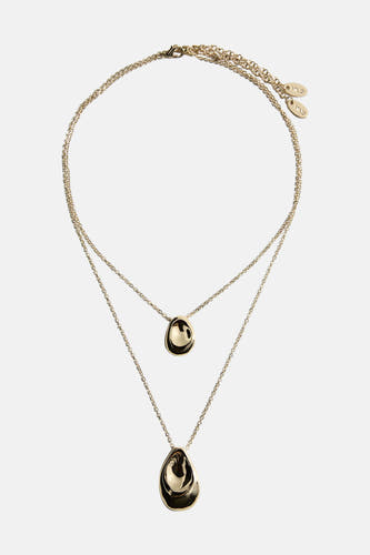 Collier court doré de MANGO, avec deux pendentifs dorés à la chaîne.
