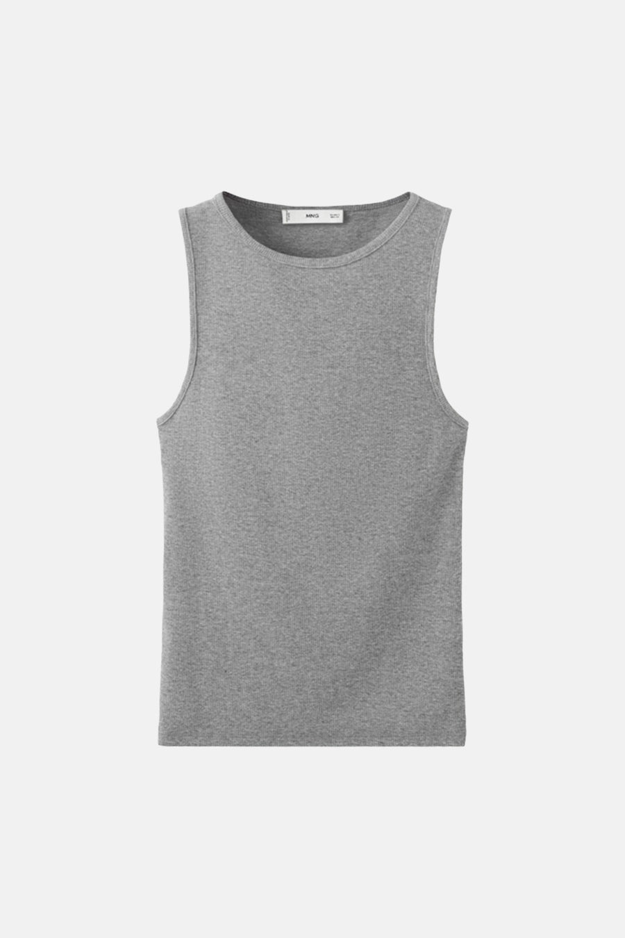 Chemise grise de MANGO avec structure côtelée et col rond.