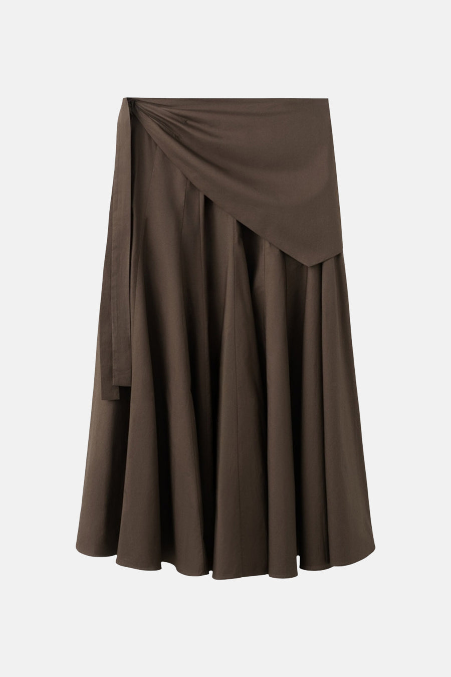 Jupe longue marron de MANGO avec détail portefeuille et ceinture à nouer.