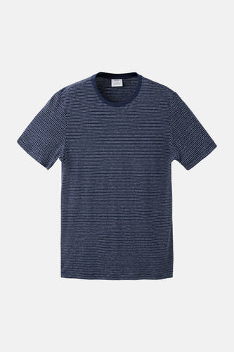 T-shirt bleu rayé de MANGO, à manches courtes et col rond.