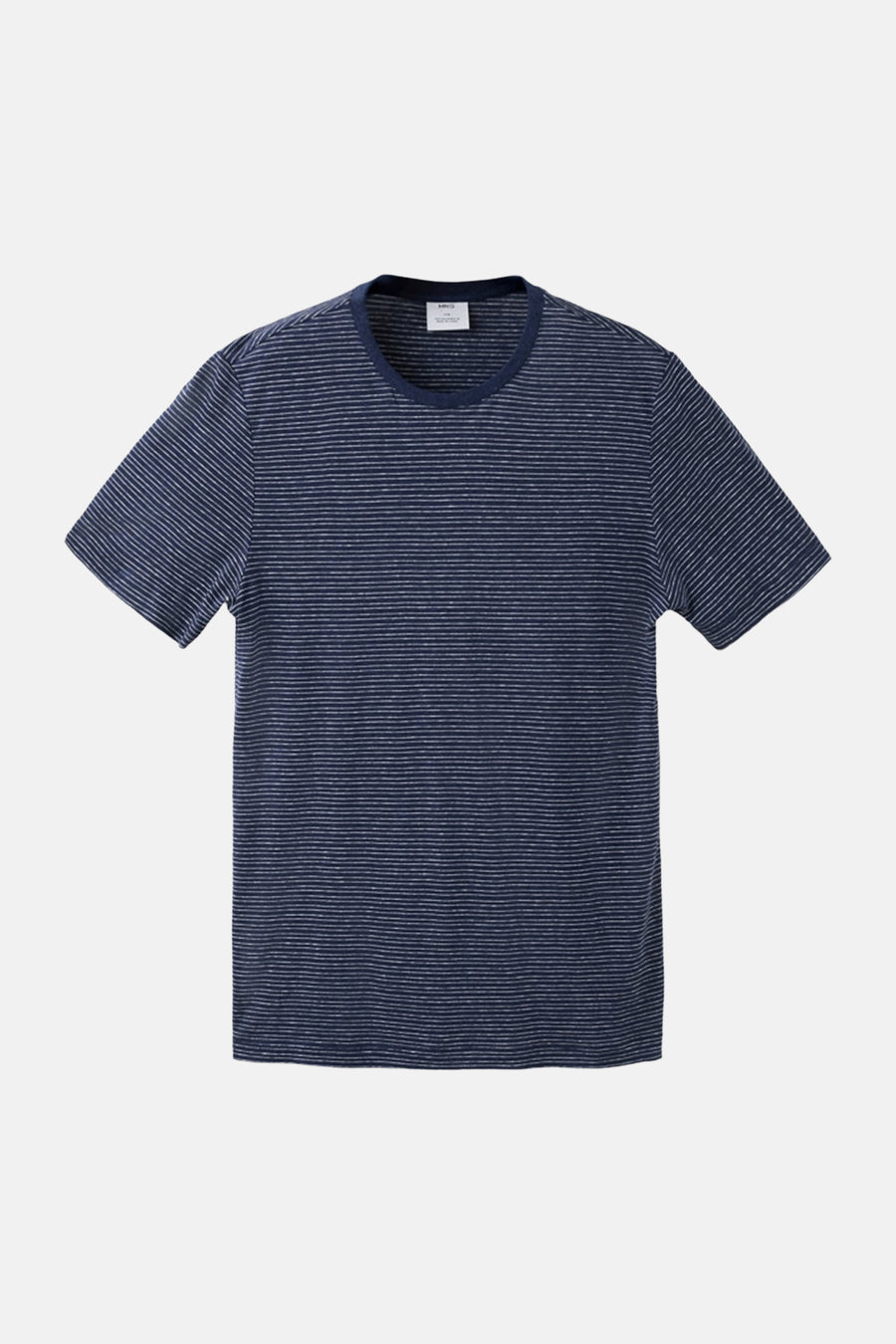 T-shirt bleu rayé de MANGO, à manches courtes et col rond.