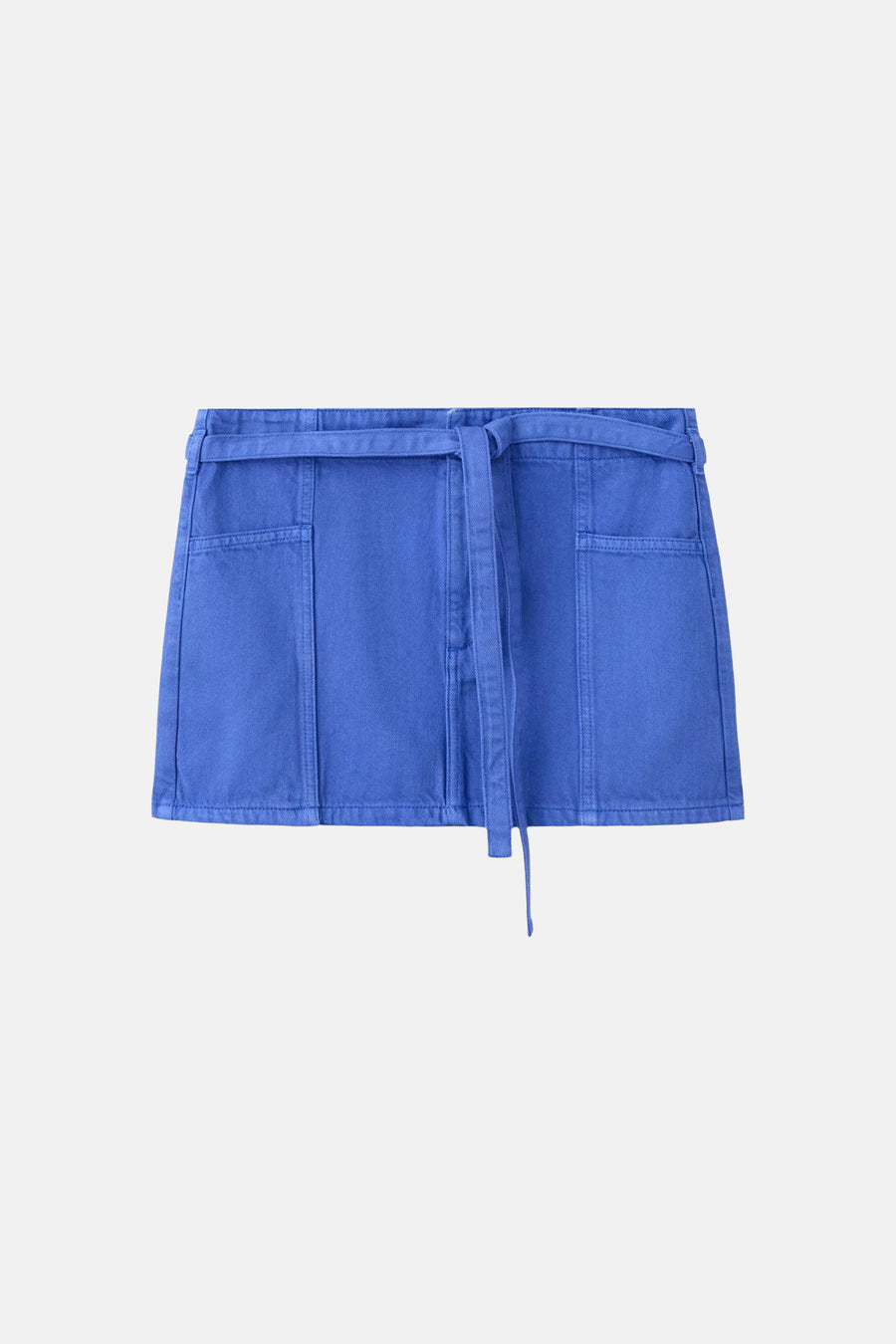 Blauwe minirok van MANGO met riem en zakken, front view, casual stijl