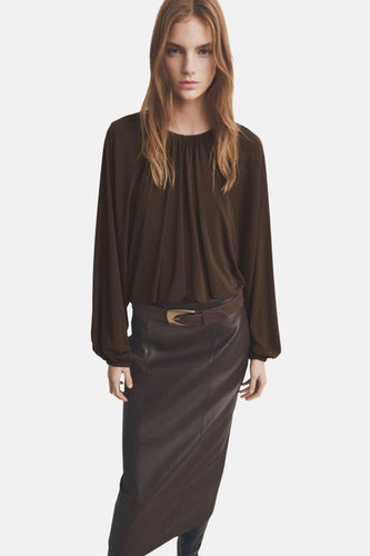 Blouse à manches longues - brun - MANGO