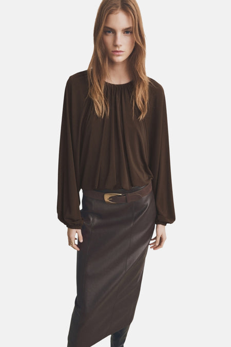 Blouse à manches longues - brun