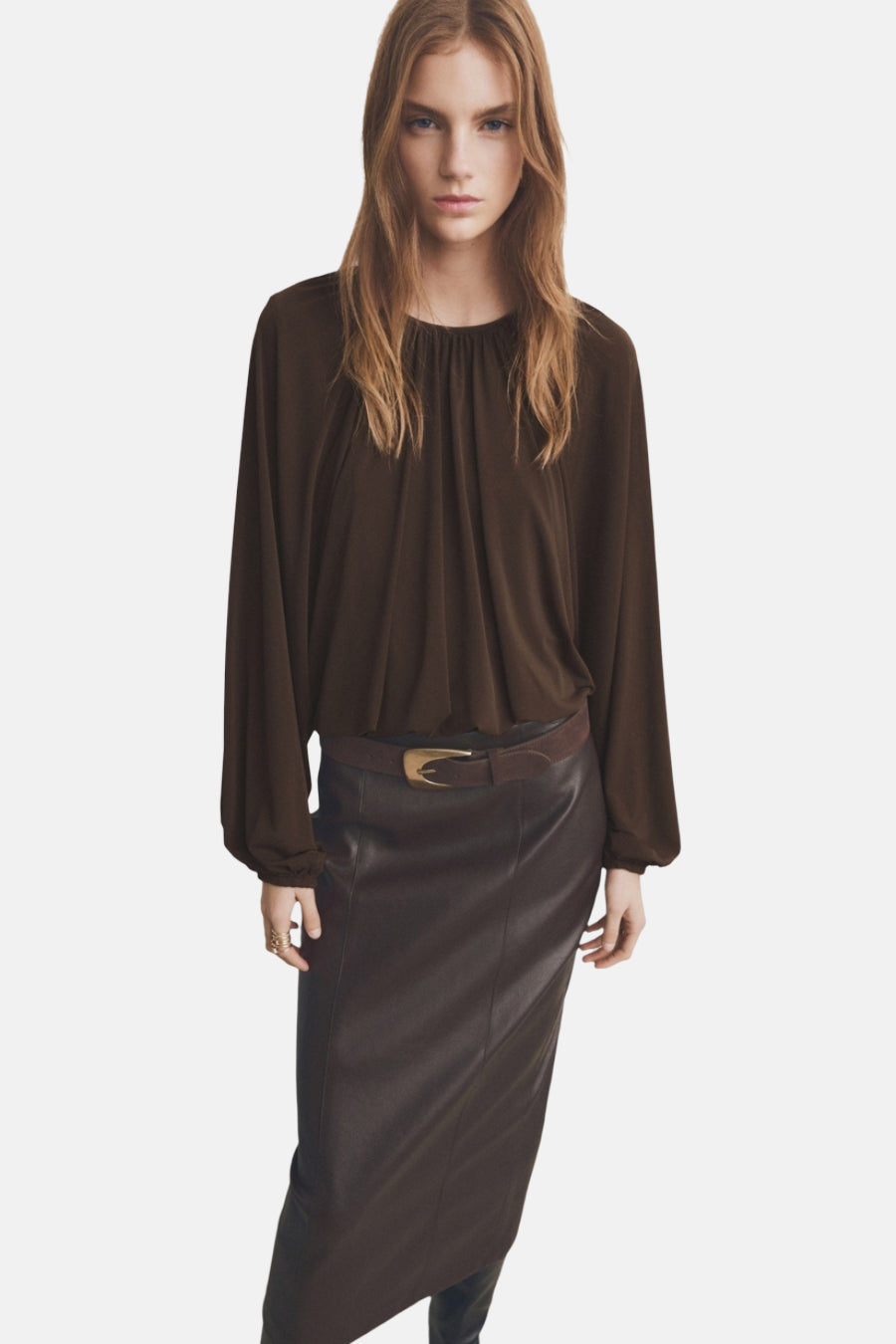 Blouse à manches longues - brun - MANGO