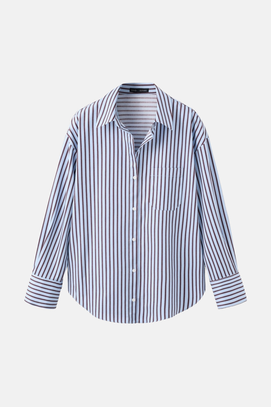 Chemise multicolore à manches longues de MANGO, avec un motif rayé et une poche poitrine.