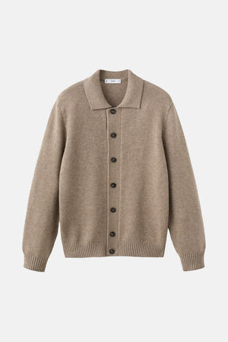 Gilet beige de MANGO avec fermeture à boutons et finition rayée.