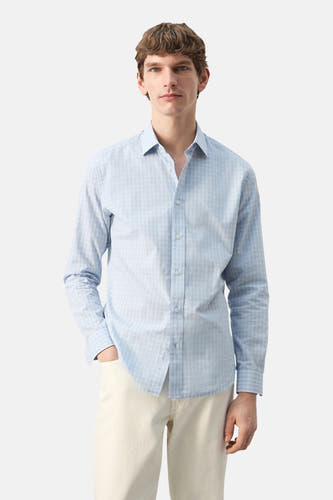 Chemise multicolore (manches longues) de MANGO, avec un motif à carreaux subtil, vue de dos.