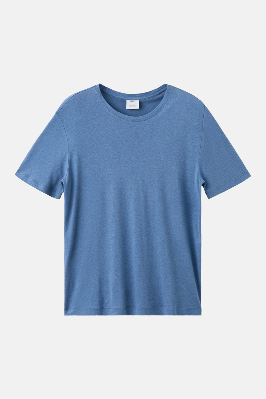 T-shirt bleu à manches courtes de MANGO, texture unie et col rond.