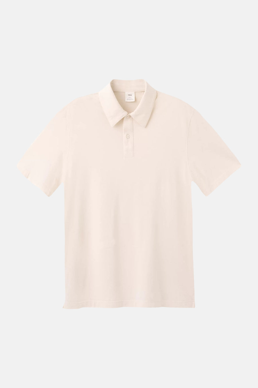 Polo écru de MANGO avec col classique et deux boutons, vue de face.