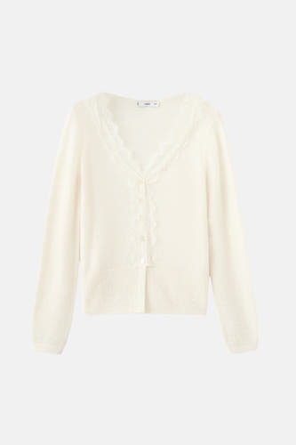 Gilet écru de MANGO avec détails en dentelle et fermeture à boutons.