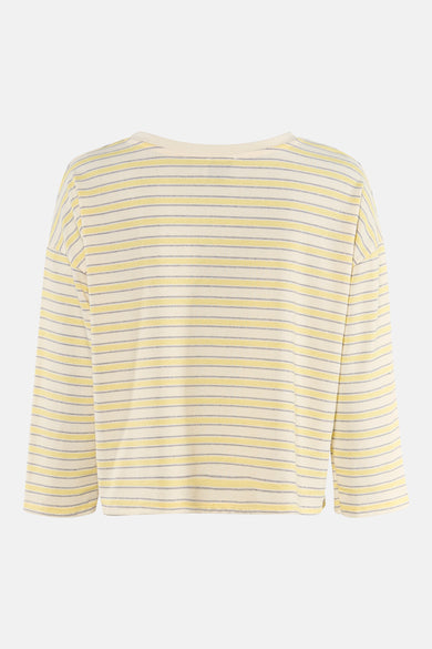 T-shirt à manches longues jaune Terra di Siena à motif rayé.