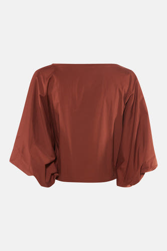 Oranje blouse met korte mouwen van Terra di Siena, achterzijde met losse pasvorm en gladde stof