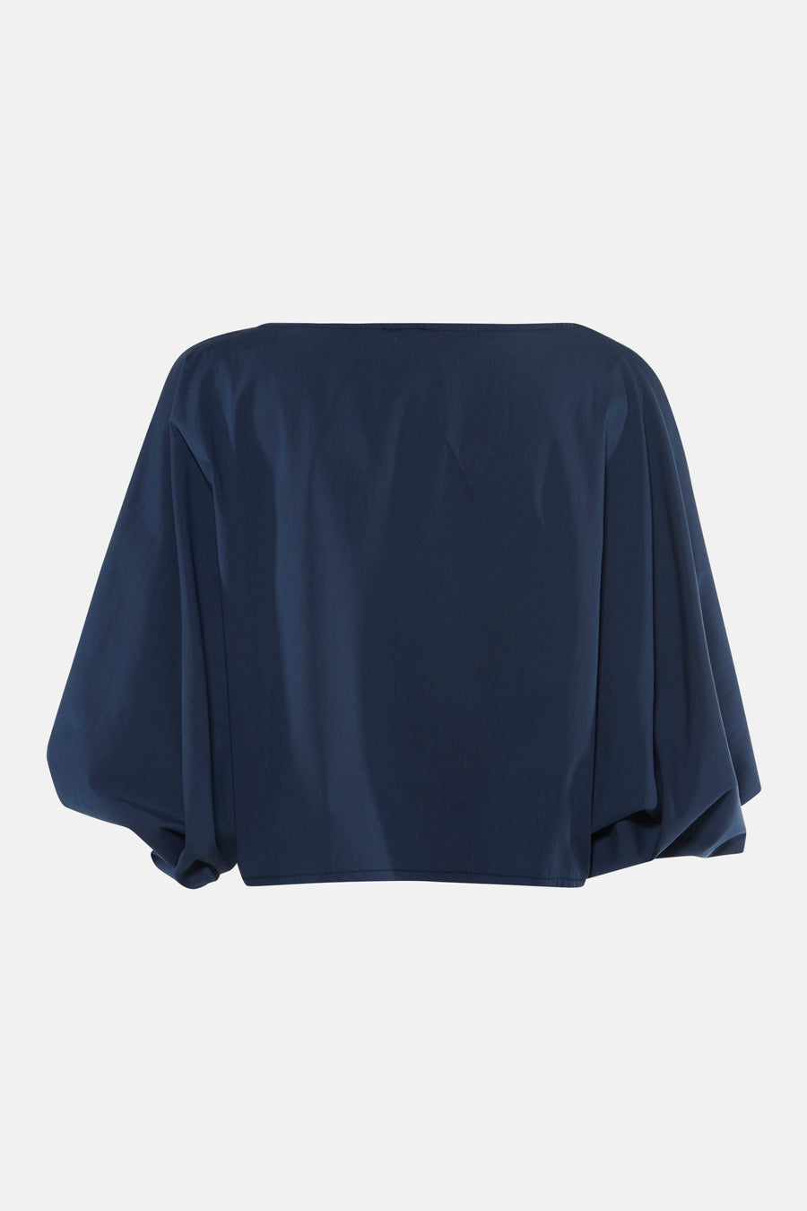 Blauwe blouse met korte mouwen van Terra di Siena, achterzijde, losse pasvorm, gladde stof