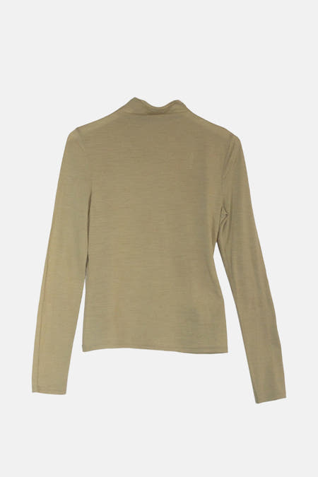 T-shirt vert de manues longs TOPSHOP, couleur couleur couleur et avec un col haut.