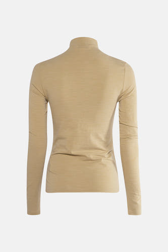 T-shirt vert avec manches longues de TOPSHOP, en tissu uni et un col rond haut à l'arrière.