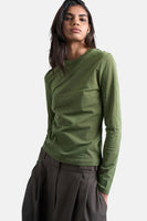 Top uni manche longue Vert - TOPSHOP
