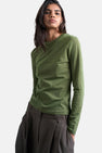 Top uni manche longue Vert - TOPSHOP